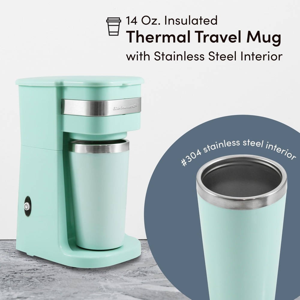 EHC113M Personal Single-Serve Compact Coffee Maker Brewer Includes 14Oz. Stai...