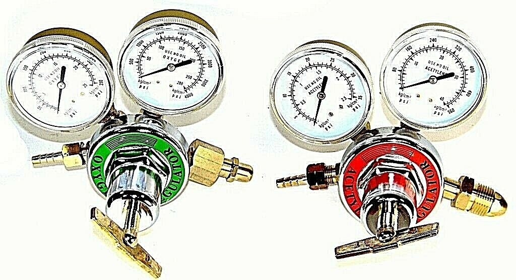 Acetylene Oxygen Gas Welding Regulator Pressure Gauge Fit Victor Solid Brass Set