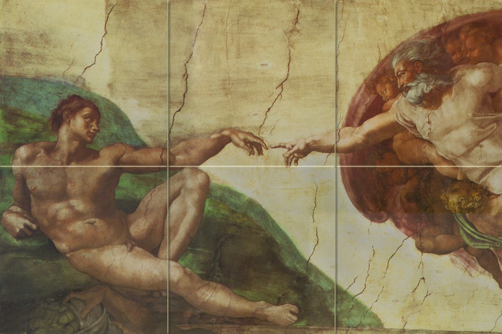 Michelangelo Creation Adam Mural Ceramic Backsplash Bath Tile #85