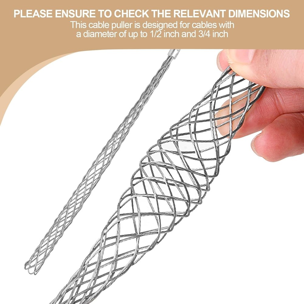 2 Pcs Wire Pulling Grip Mesh Cable Pulls Metal Cable Puller Socks Wire Pulling T