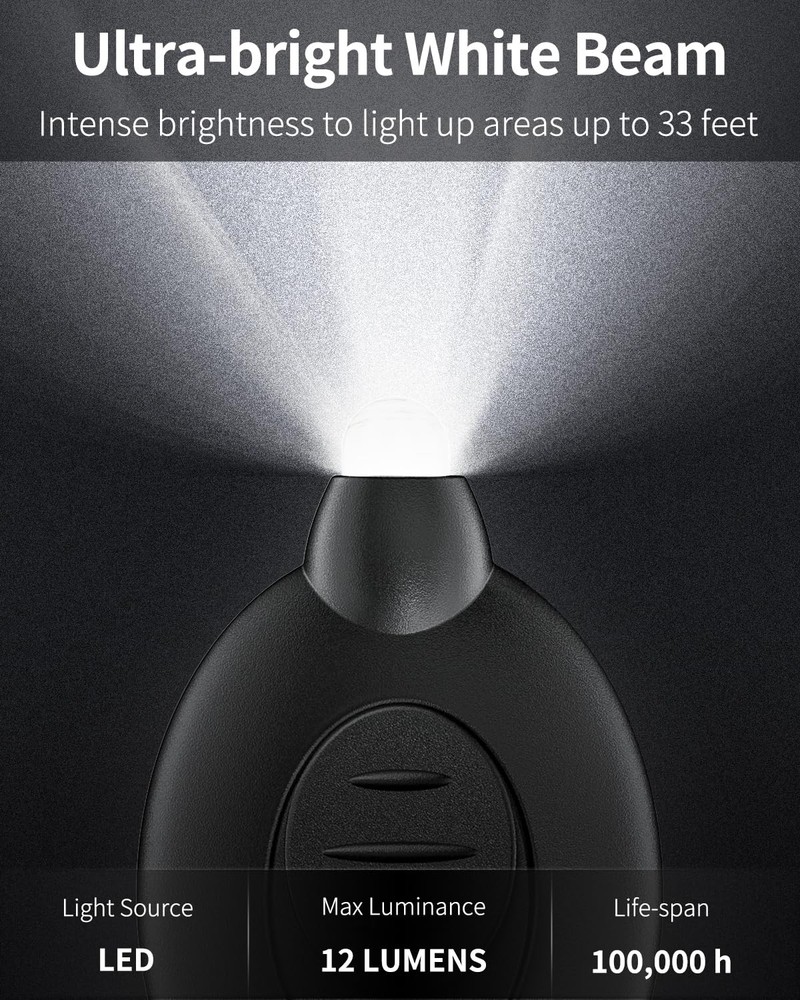 Uniclife 5 Pack LED Keychain Flashlight Mini 5 PCS, Black Shell, White Light