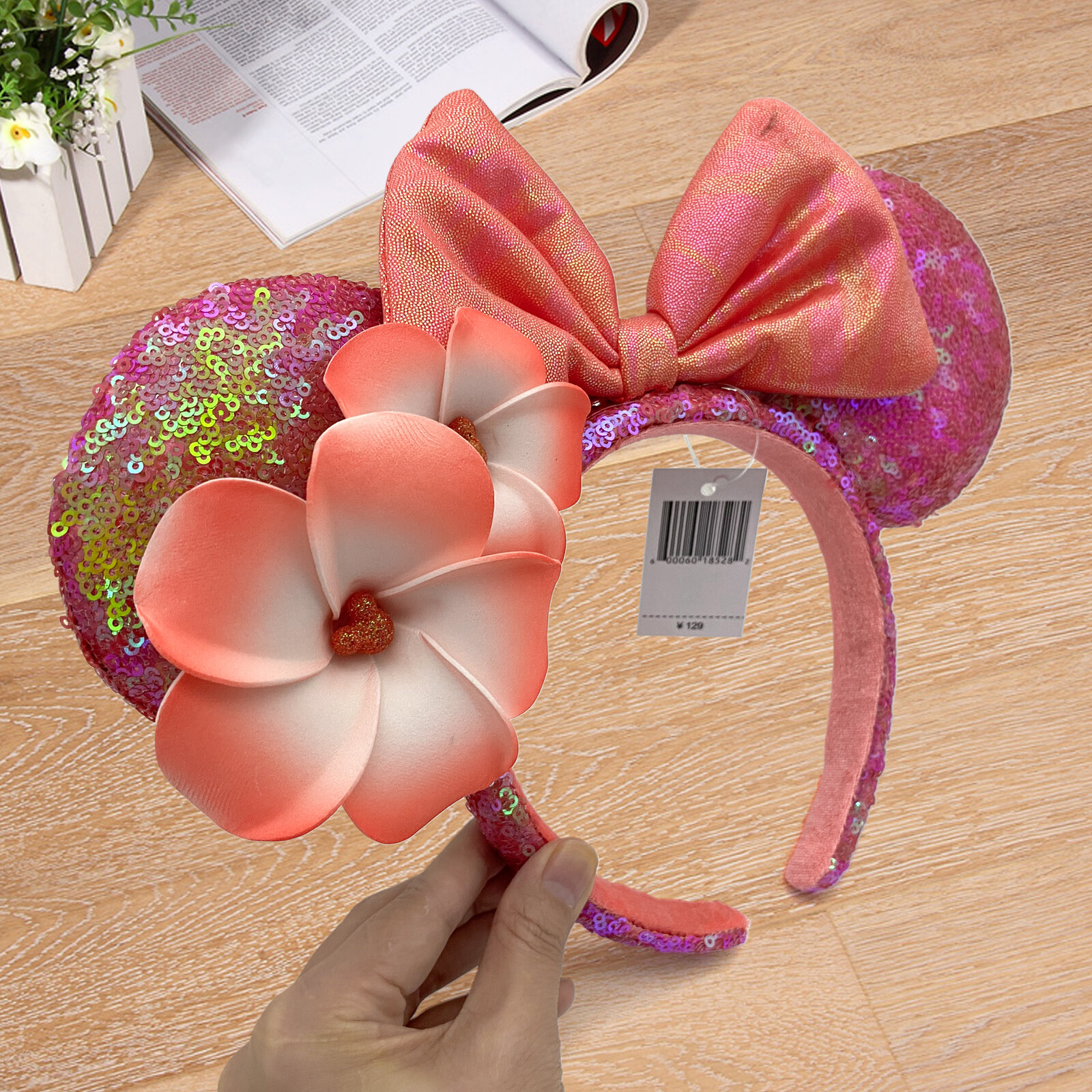 Orange Plumeria Exclusive Aulani Hawaii Disney-Parks Minnie Ears Bow Headband