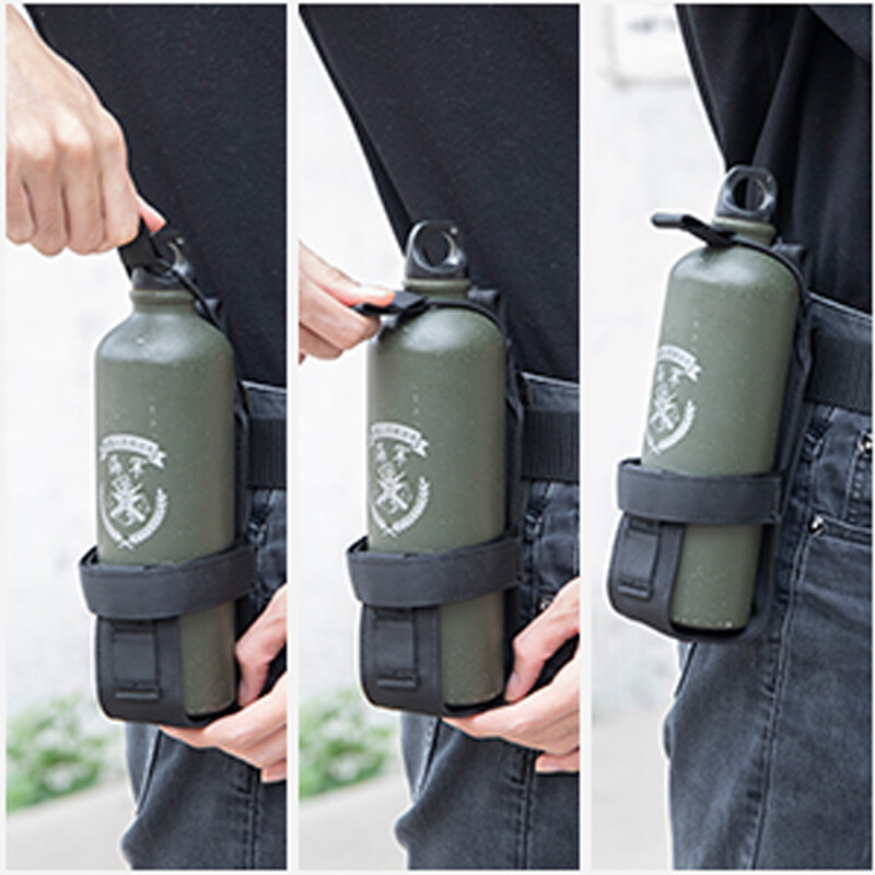 Outdoor Tactical Belt Kettle Holder Pouch Molle Adjust EDC Water Bottle Carrier