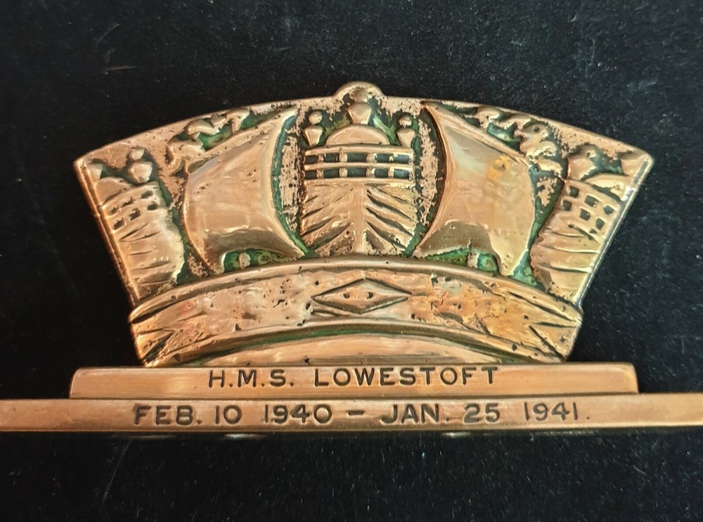 WW2 British Heavy Brass Paperweight for Royal Navy Sloop HMS Lowestoft 1940-1941