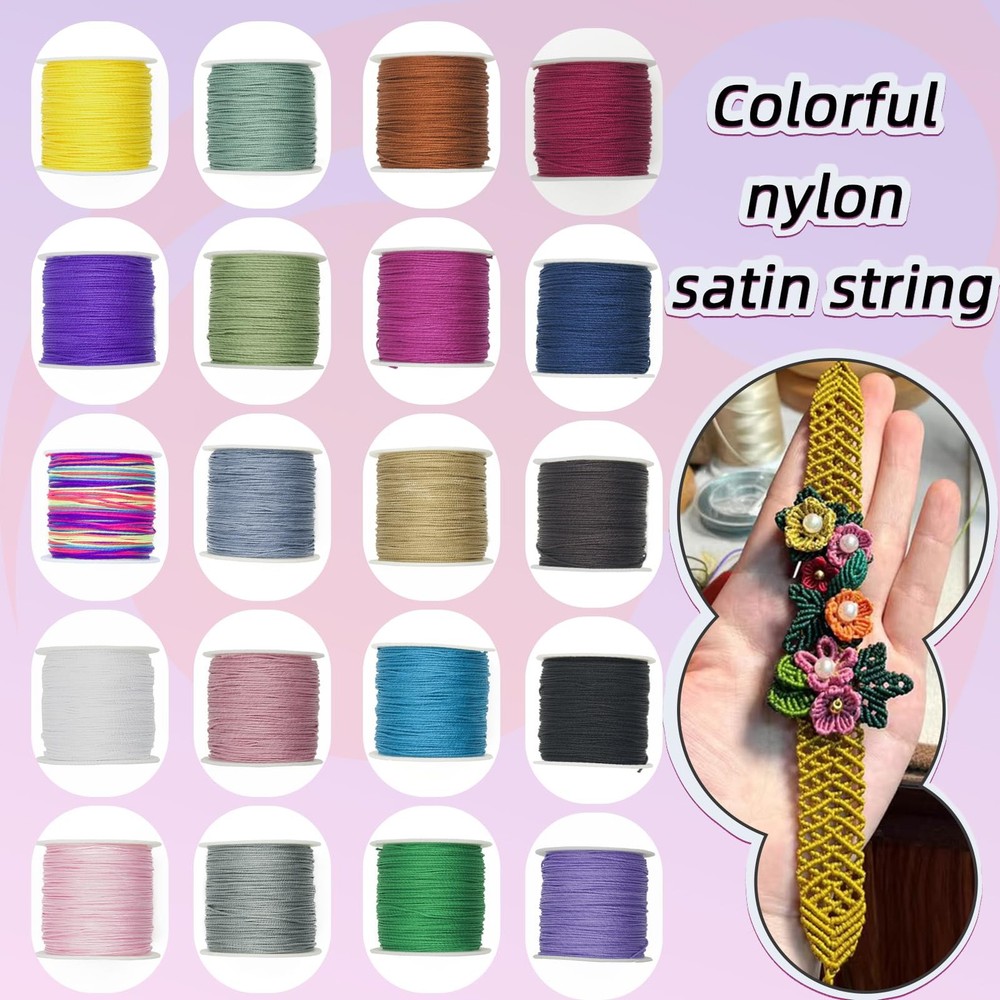 Giftmeet Purple Beading Thread, 2 Rolls Nylon String 2 Rolls, Light