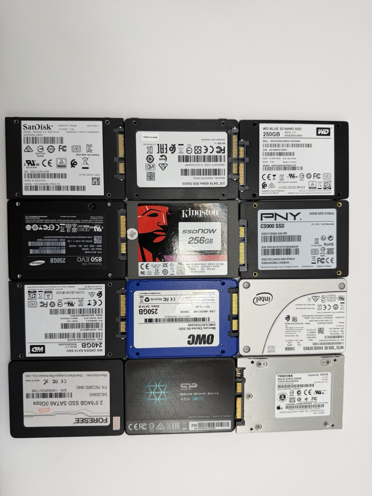 250GB / 256GB SATA 2.5" SSD - Mixed Brands, Tested/working HIHG Health, 1pc