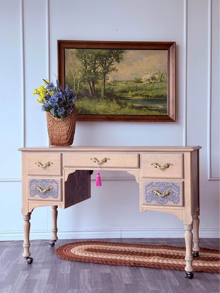 Vintage Solid Maple Desk | Vanity | Entryway Console | Home Office Desk