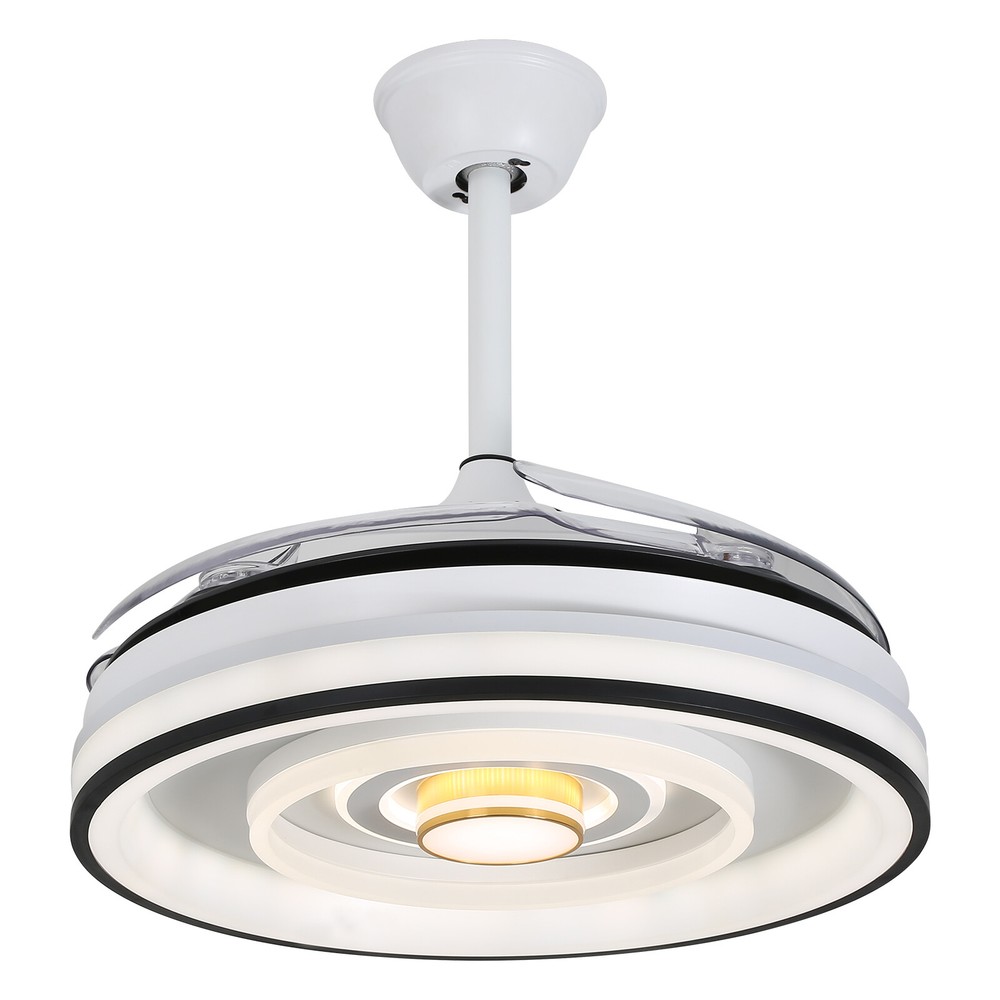 42 Inch Flush Mount Led Ceiling Fan With Lights Remote Control, Dimmable