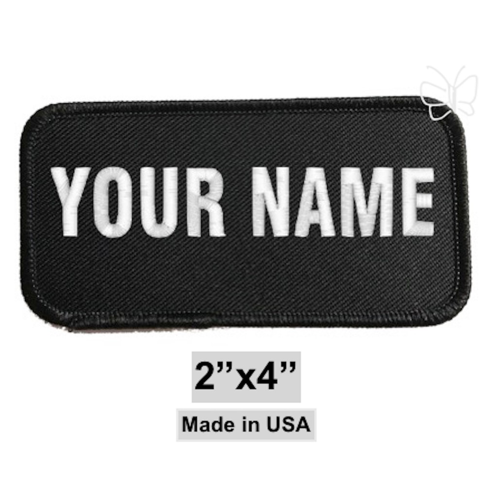 Custom Personalized Embroidered Monogrammed Name/Title Patch Black 2"x4".