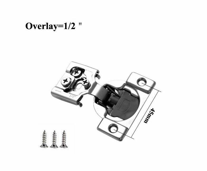 1/2" Overlay Soft Close Face Frame Compact Cabinet Hinges 6 Way Adjustment
