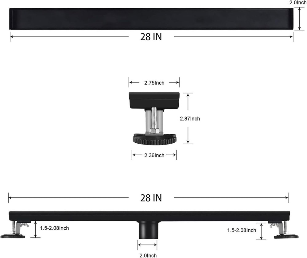 28” Linear Shower Drain Matte Black – Tile Insert Reversible Grate – Open Box