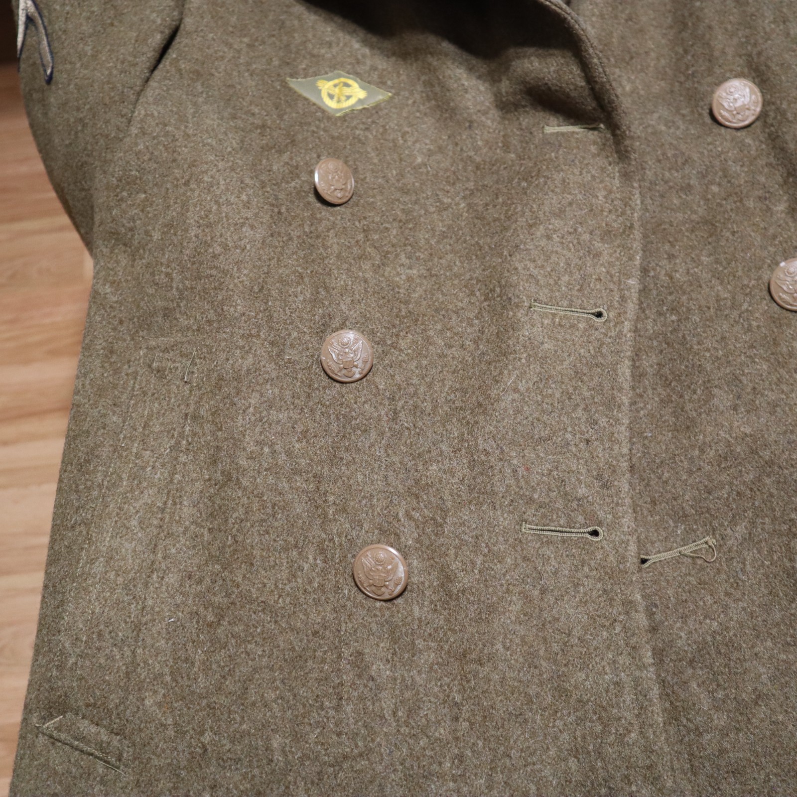 Vintage 1940s WW2 US Military USAAF Army Air Force Wool Overcoat Trench Coat 36