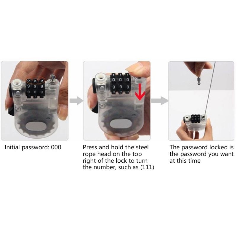Retractable Wire Rope Password Lock Combination Coded Locker Outdoor Keyed Padlo