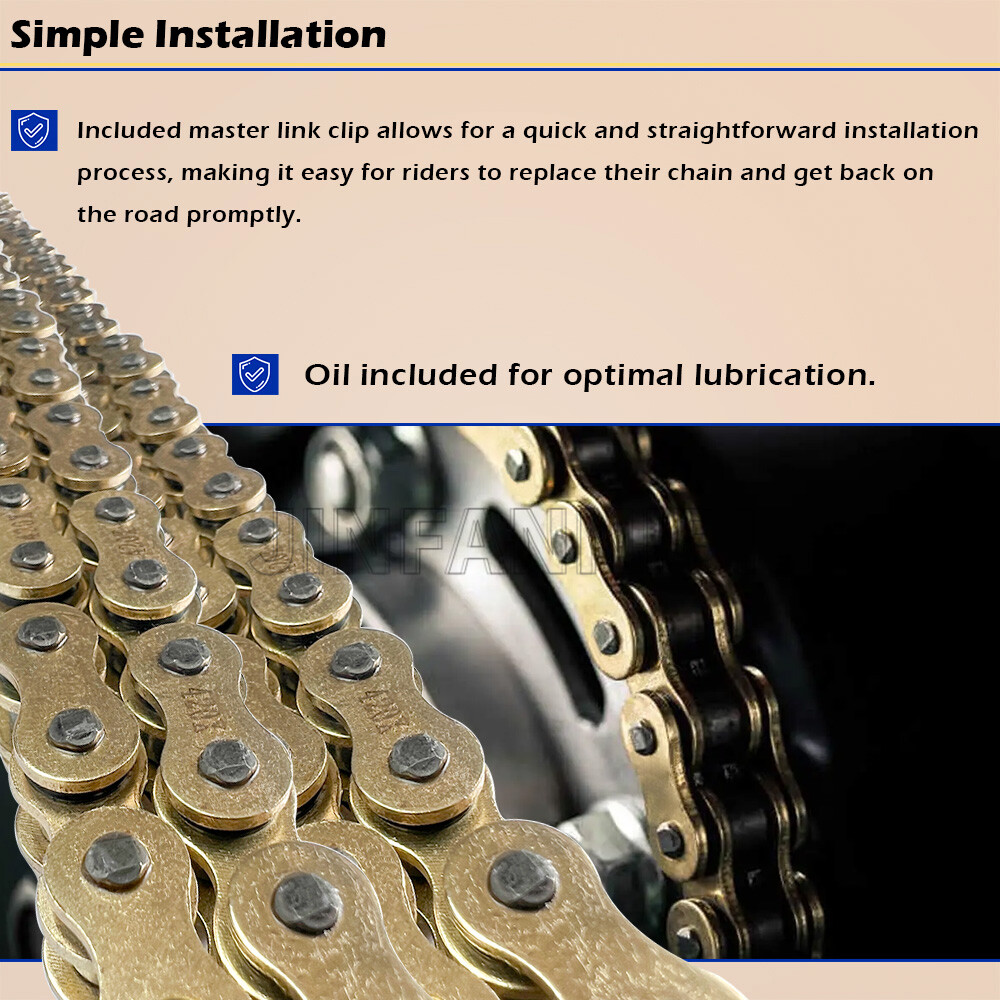 Gold 420 X-Ring Chain 134 Links With Connecting Master Link for Motorcycle