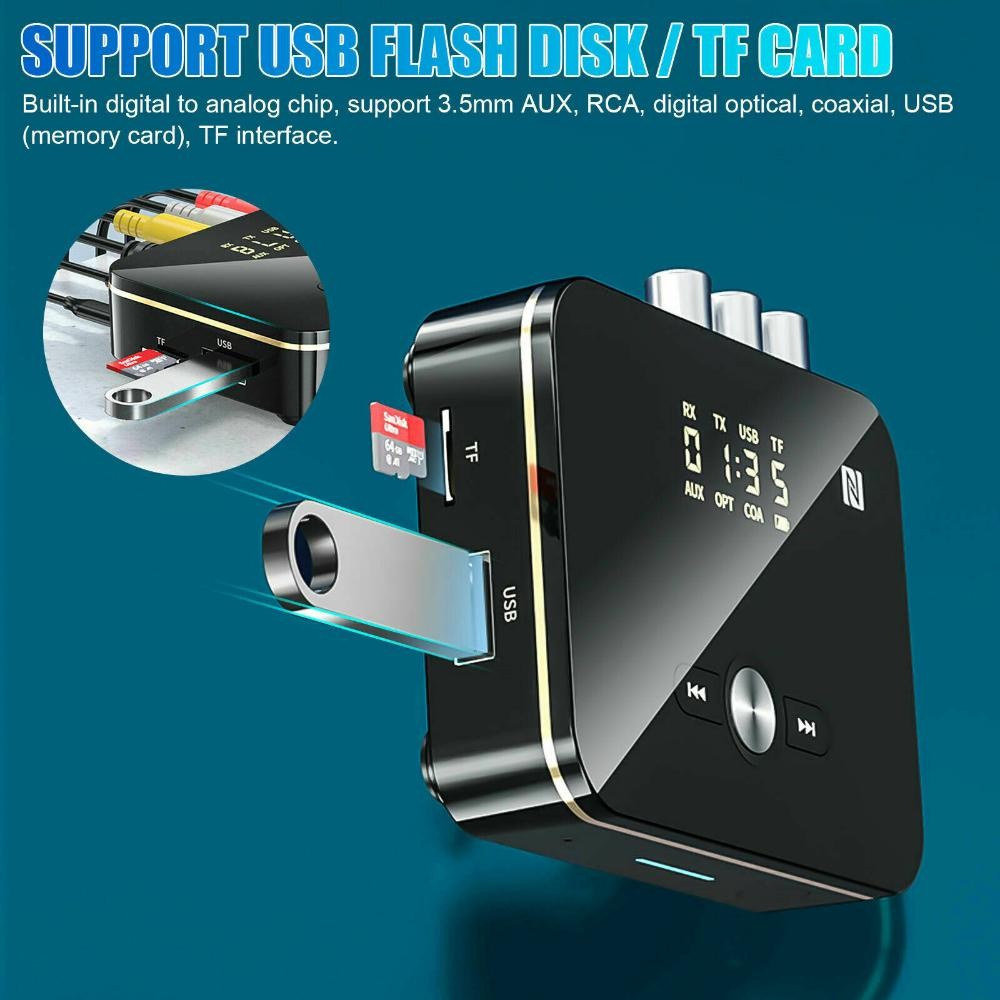 NFC Multi-Function Bluetooth Receiver Wireless 3.5mm AUX to 2RCA Audio Adapter