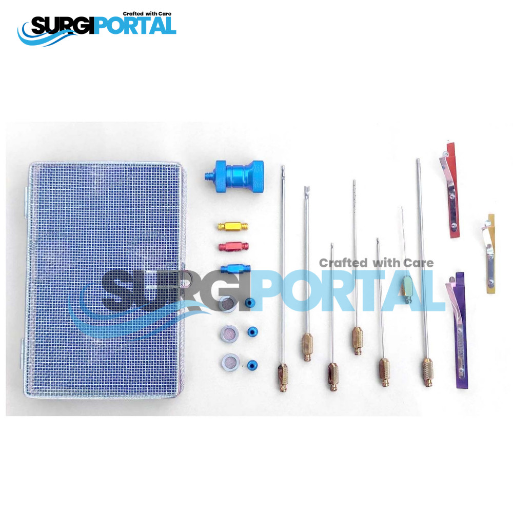 Liposuction Luer Lock Cannulas & Sterlize Box Cosmetics Plastic Surgery