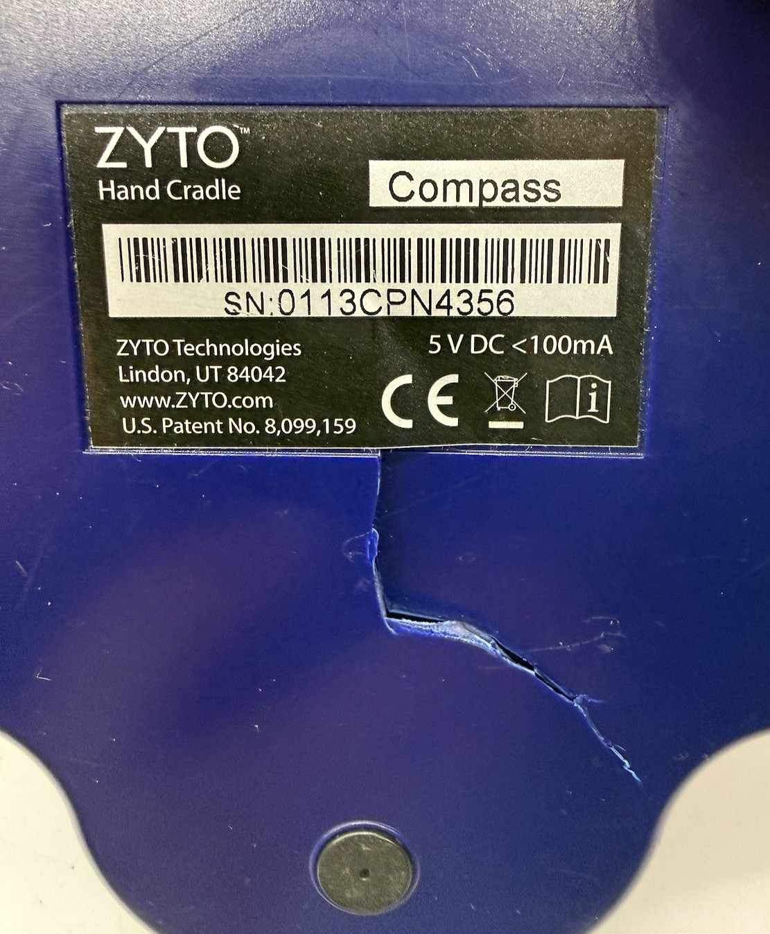 Zyto Hand Cradle Only, Powers On, Damaged - Read Description