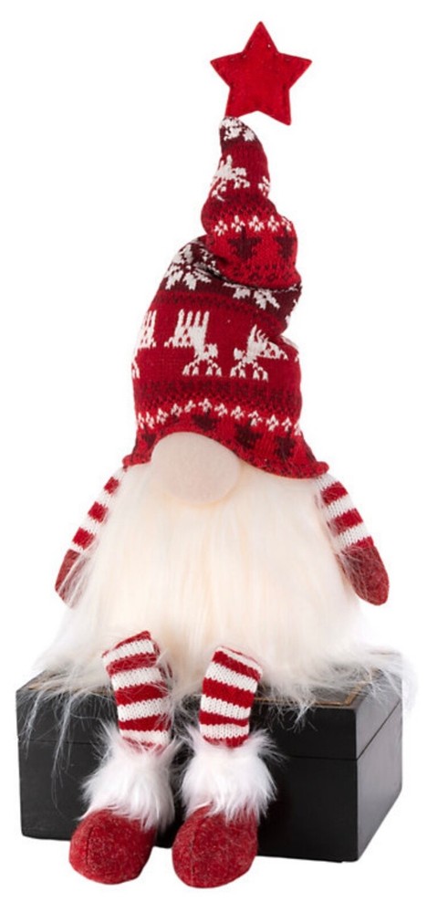 Red Sitting Lighted GNOME Shelf / Table Decor - Lights Up - New