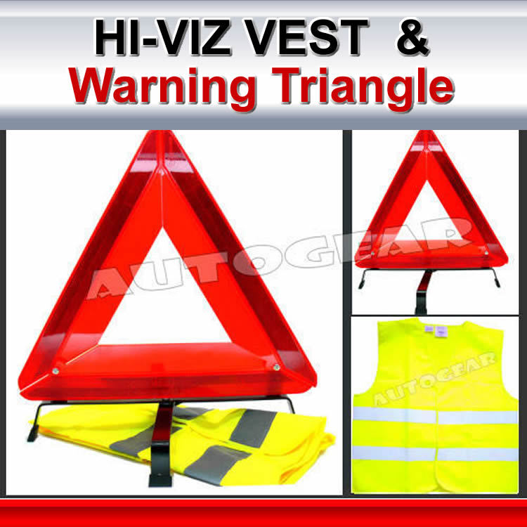 Car Breakdown Emergency Reflective Road Warning Triangle + Hi-Vis Safety Jacket