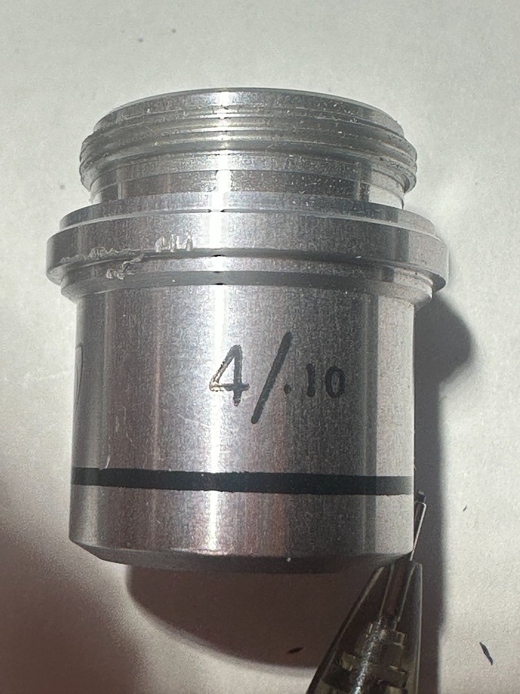 American Optical Microscope Objective Lens 4/.10 Cat. 130 Microscope Part Used