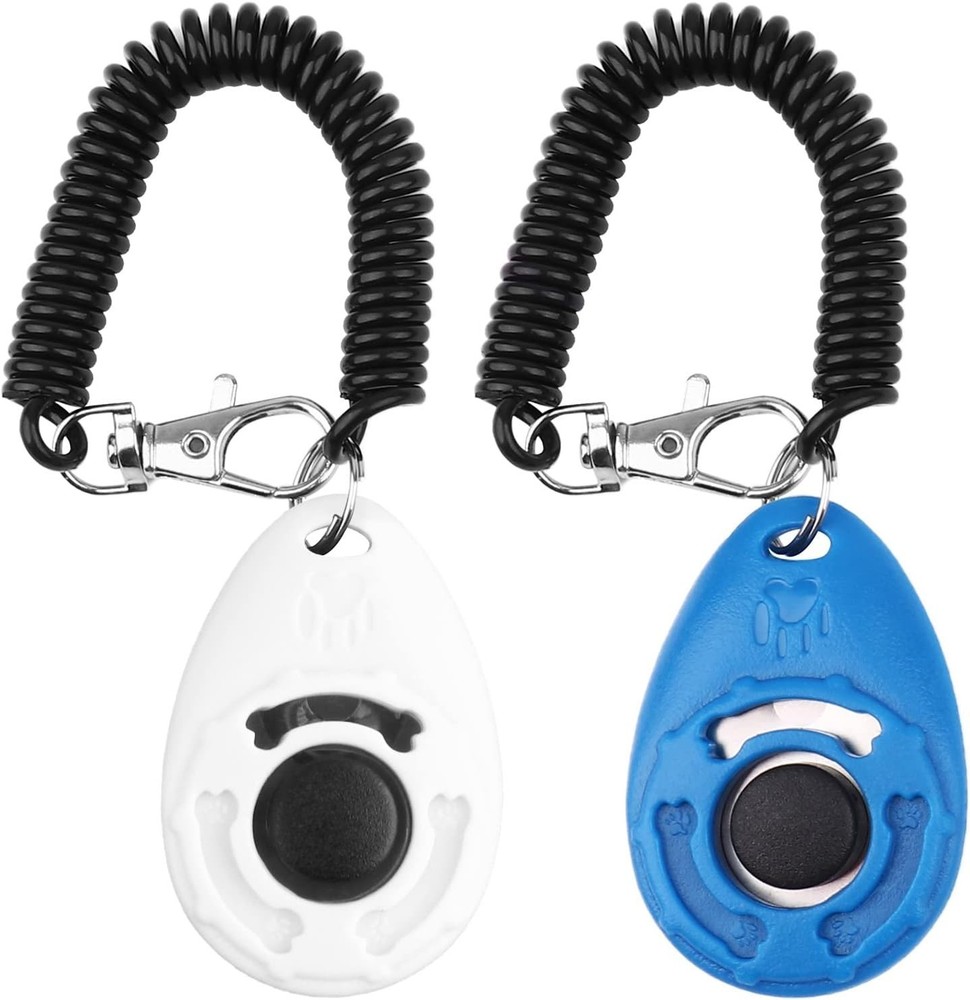 2-Pack Dog Training Clickers with Wrist Strap - Easy Interactive Training