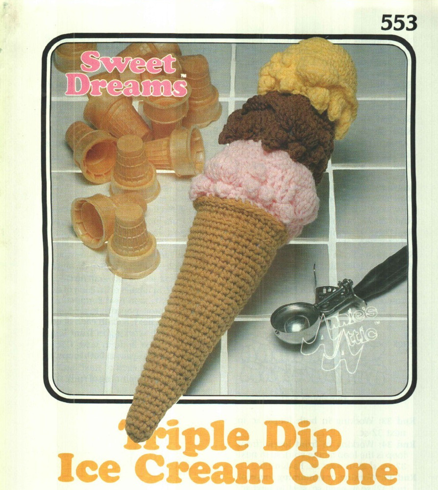 USED TRIPLE DIP ICECREAM CONE ANNIE'S ATTIC DIGEST SIZE CROCHET PATTERN LEAFLET