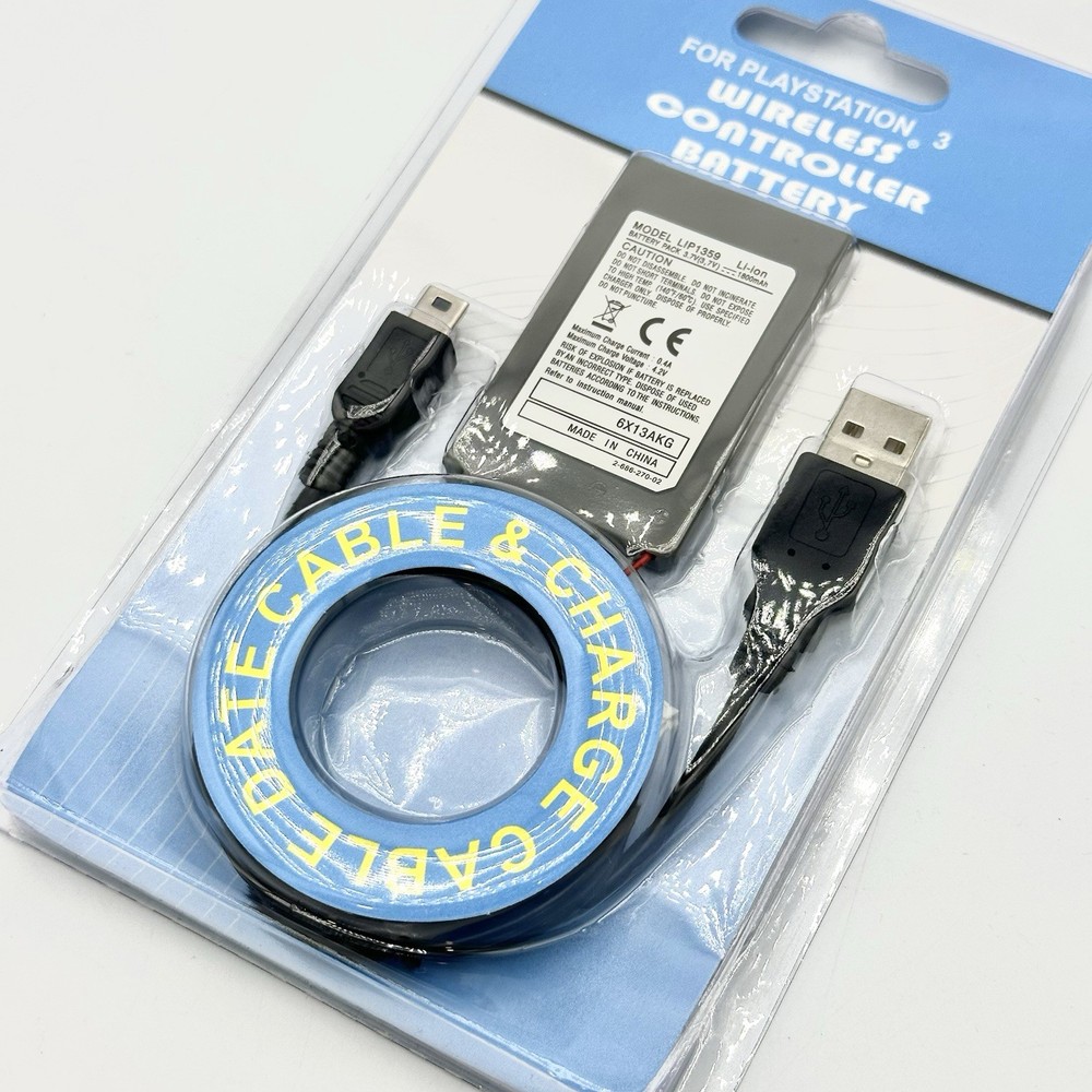 Sony PlayStation 3 Ps3 1800mAh Controller Replacement Battery + Charging Cable