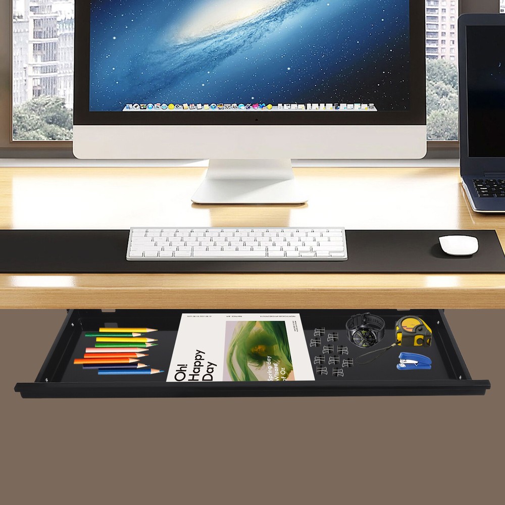 Sliding Pull-Out Drawer Under Desk Organizer for Space Saving Solutions