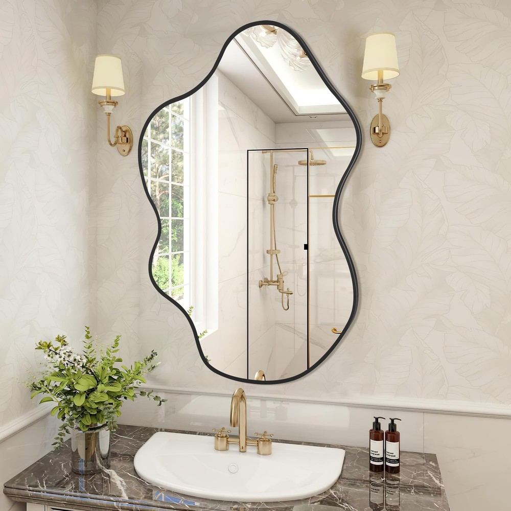 Black Clouds Irregular Wall Mirrors 24''x36'', Clouds Decorative Modern Mirro...