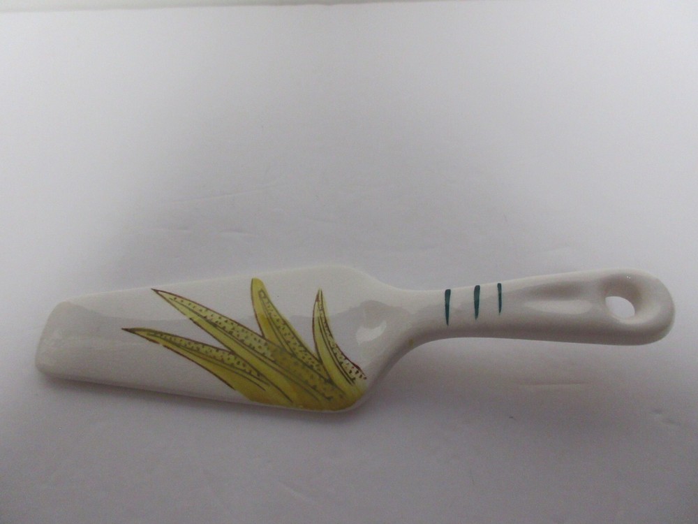 Ceramic Cake Server Signed On Back /hand painted Good Condition