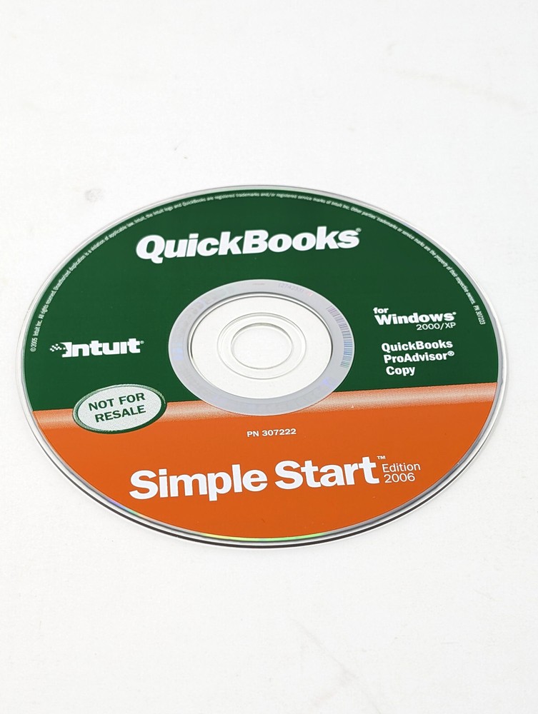 QuickBooks Simple Start 2006 Edition for Windows 2000/XP Disc Only No Key