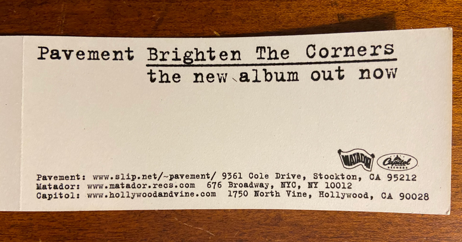 PAVEMENT Brighten the Corners 1996 Matador & Capitol Records Album Promo Sticker