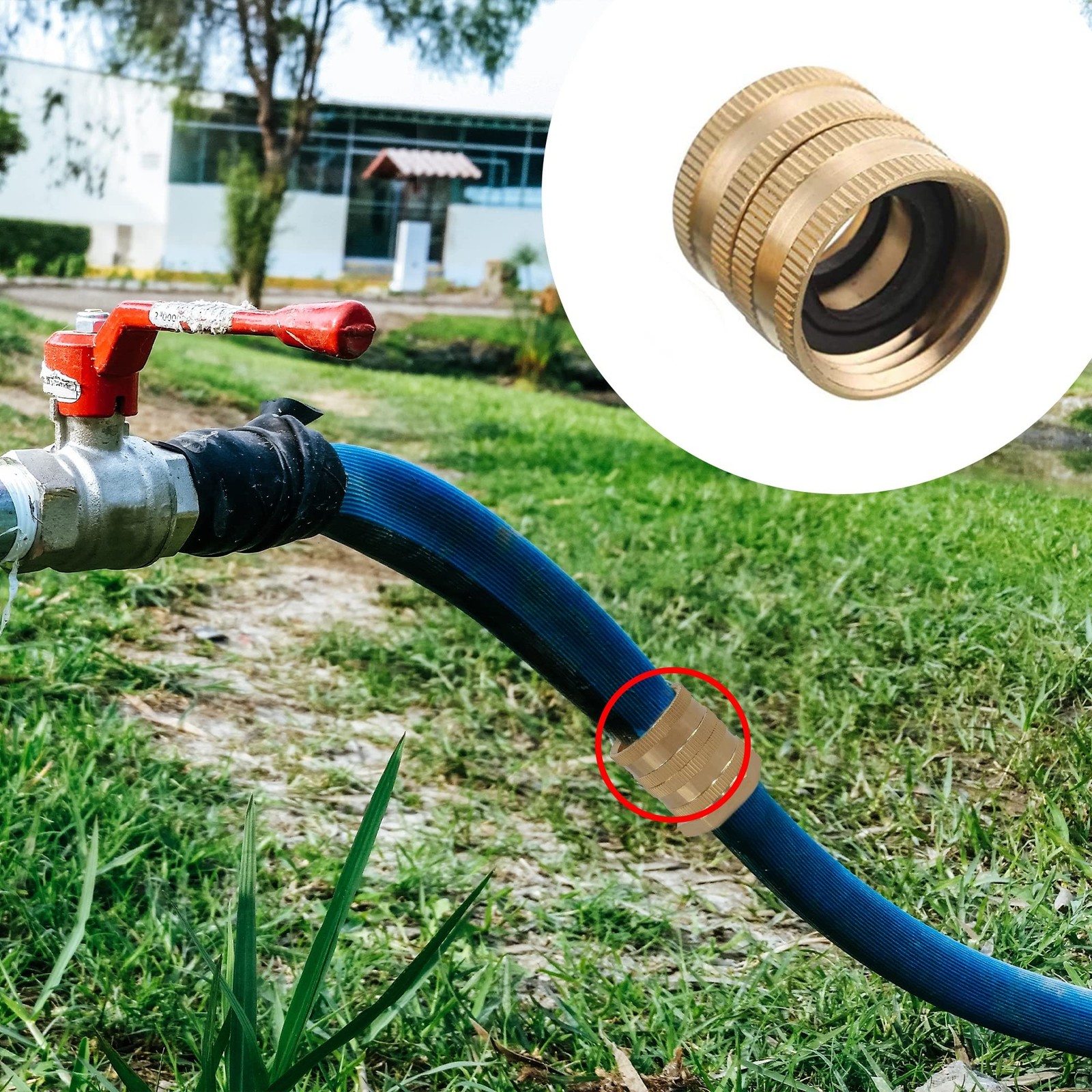 Hourleey Garden Hose Adapter, 3/4 Inch Solid 2 Pack Female to Female, Gold