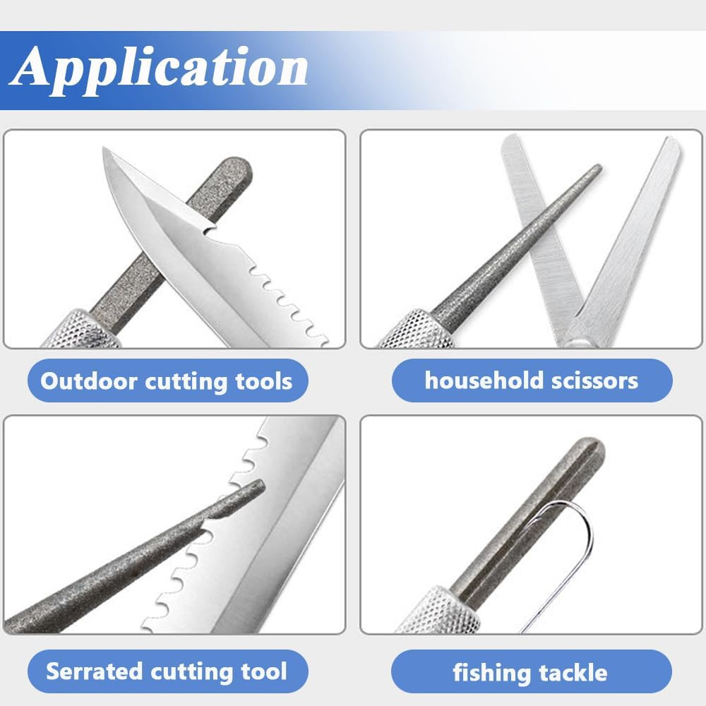 2Pcs Serrated Knife Sharpener, Retractable Diamond Sharpening Rod Multifunctiona