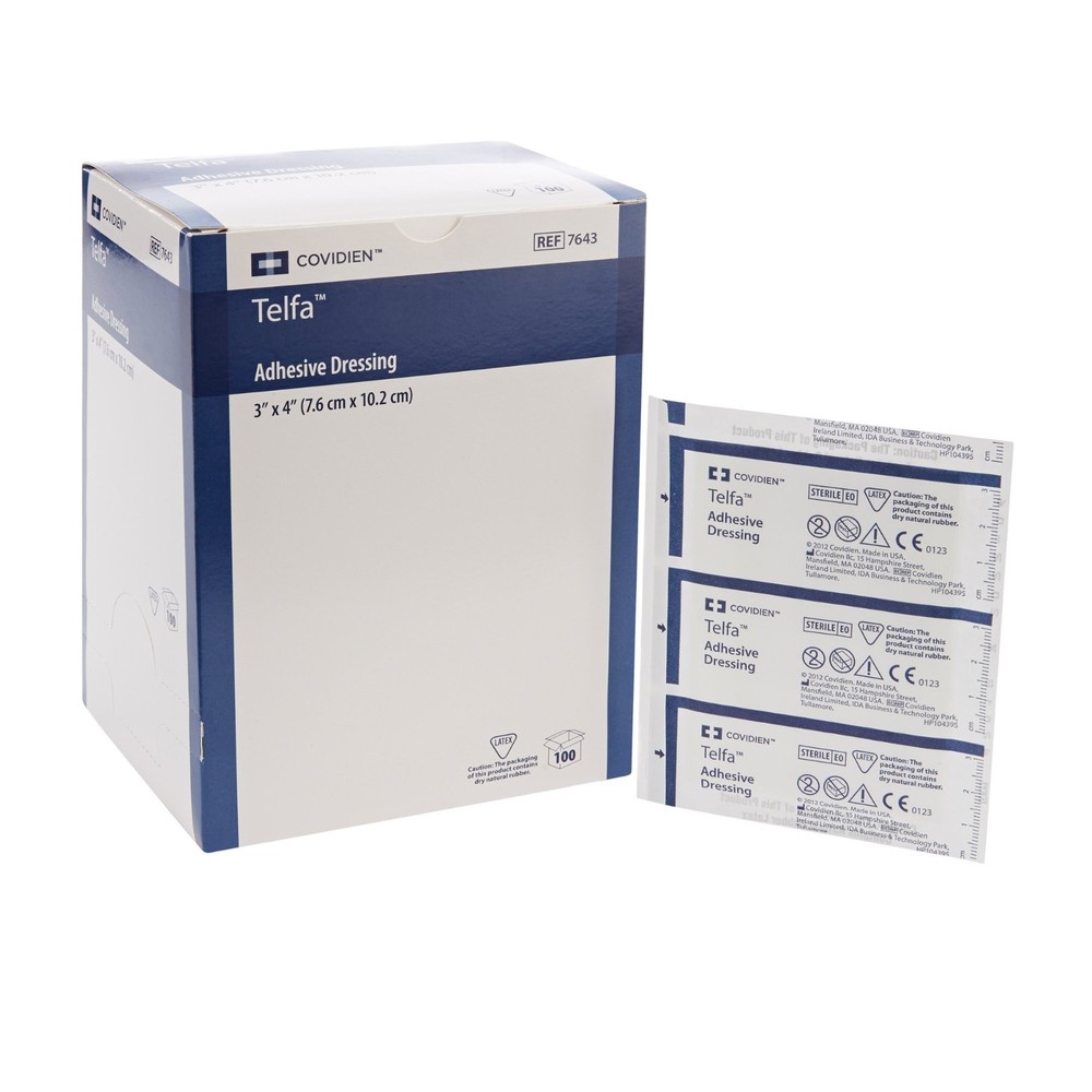 Telfa (7643) Ouchless Adhesive Dressing, 3"x 4" 100/Box