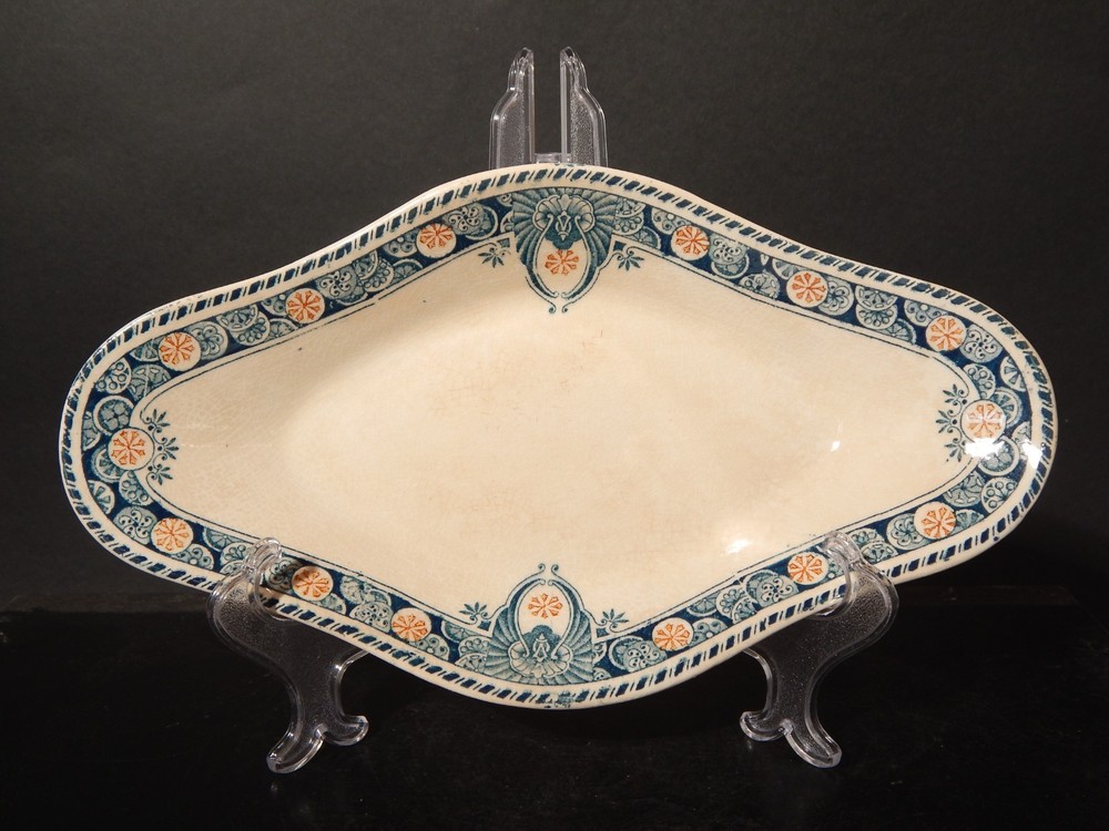 Antique Elegant Rectangular Tray Liberty Longwy Ceramic Model London
