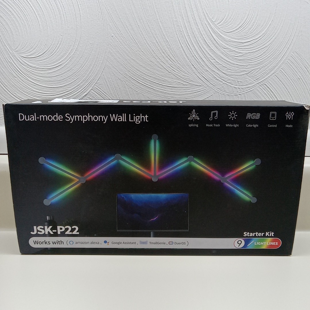 Smart LED Wall Lights Music Sync Voice Control RGB Light Bar 9 Pcs Black.....289