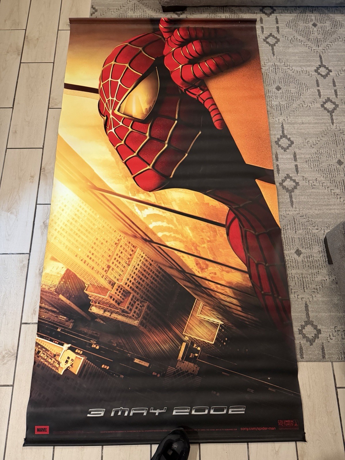 RARE Spiderman (2002) Recalled Twin Tower 4ftx8ft Original Theatrical Banner
