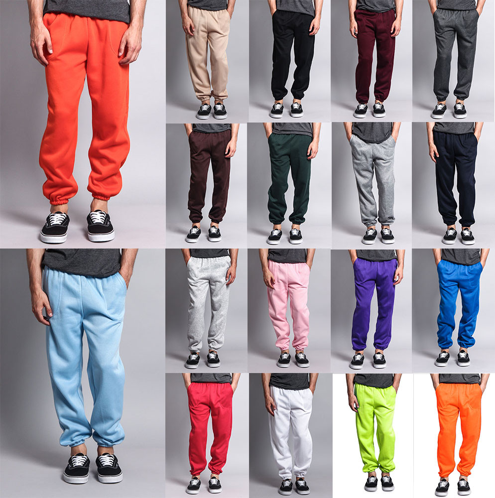 New Men's GYM Workout Basic Elastic Cuff Fleece Sweatpants  Small-5xl - HILLSP