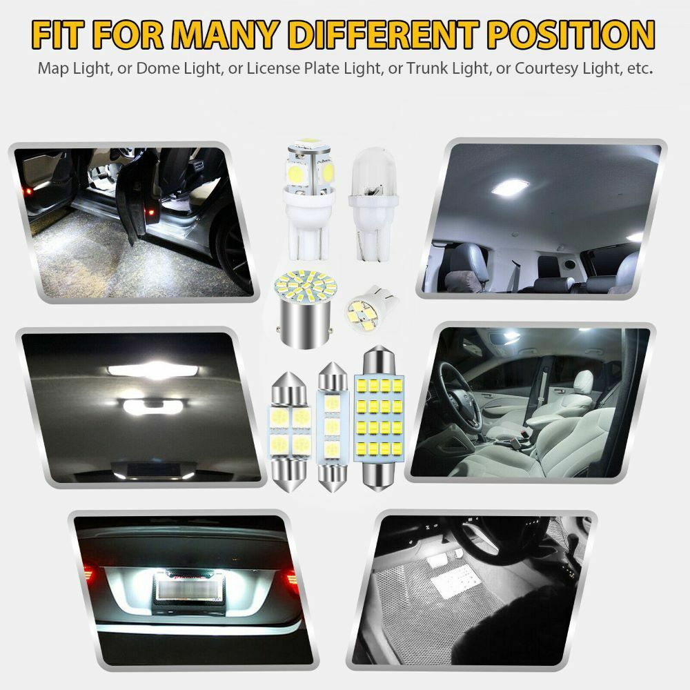Car Interior Combo LED Map Dome Door Trunk License Plate Light Bulbs White 42PCS