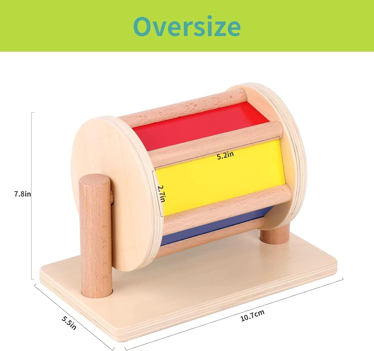 Rainbow Colorful Spinning Drum Wooden Montessori Toy