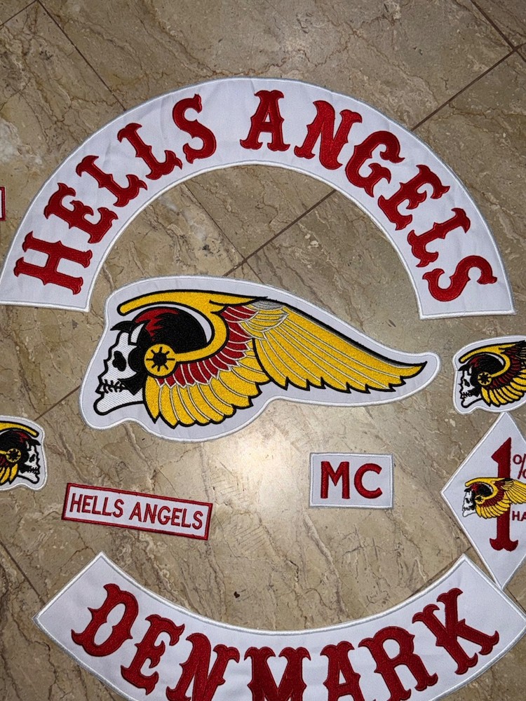 Hell Angels Denmark Biker Patch Set Skull Wing Full Back Patch MC Styl