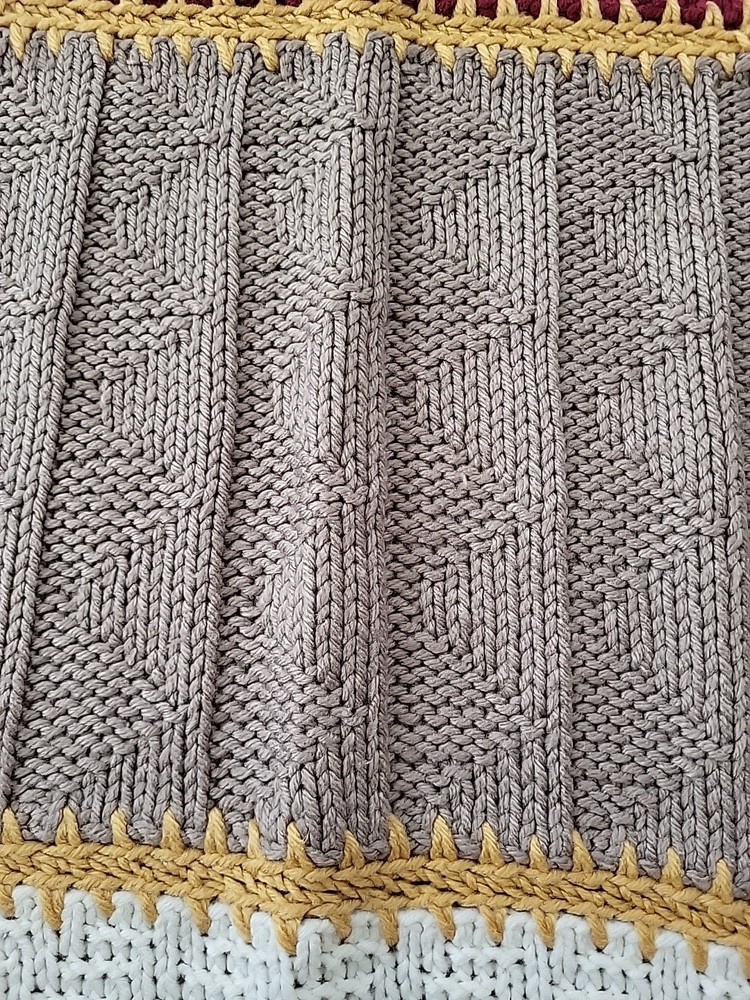 Hand-knitted multi-patterned Afghan Blanket 60"×90"