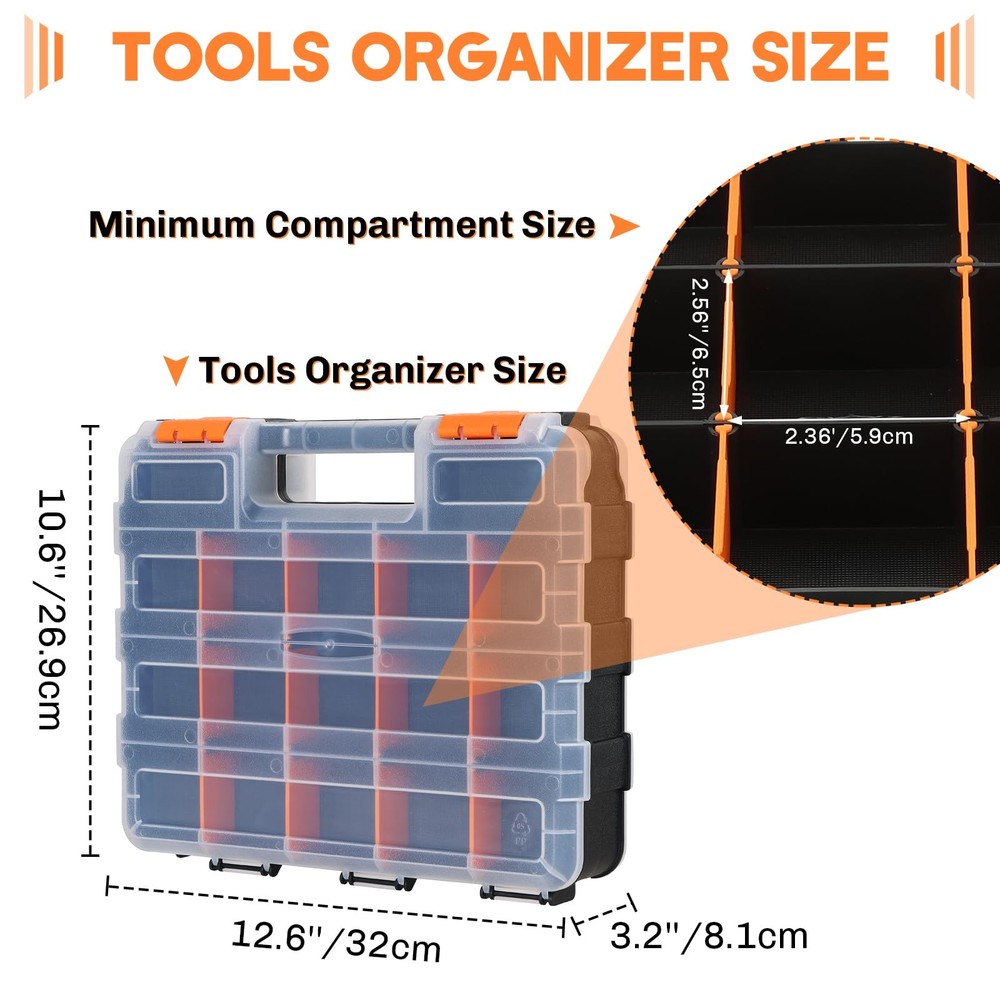 weyleity Small Parts Organizer | Storage Case Tools Box Black