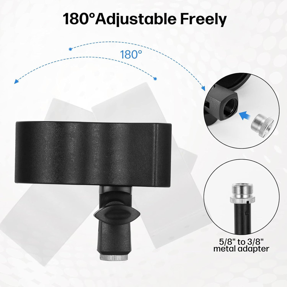 1Pcs Large Microphone Clip Adjust Holder Outer Diameter Range 1.26" From 2.3"