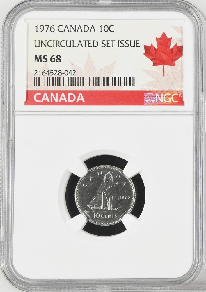 1976 Canada 10 Cent Uncirculated Set Issue NGC MS68