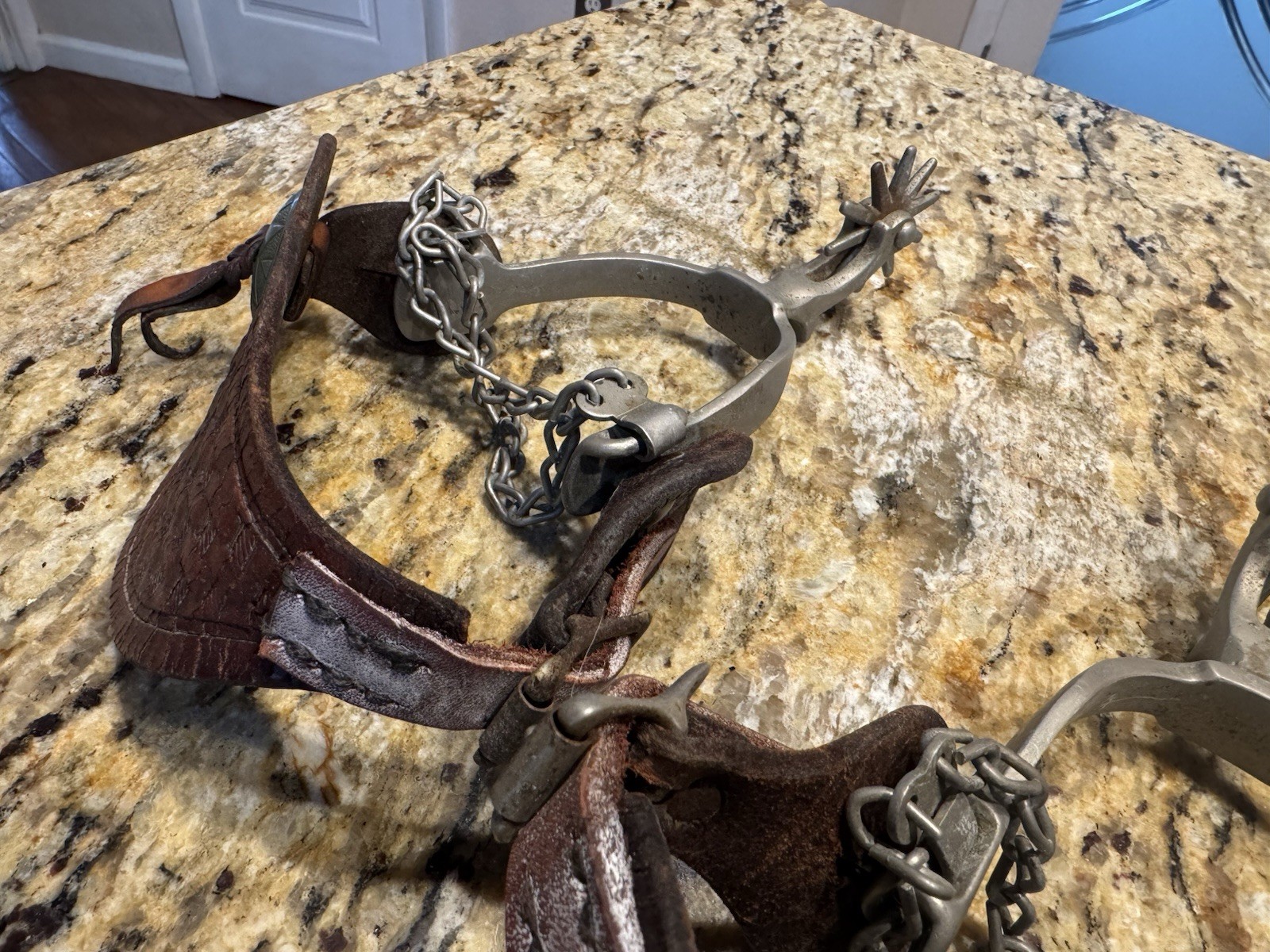Vintage Western Cowboy Cowgirl Spurs Leather Strap As Found