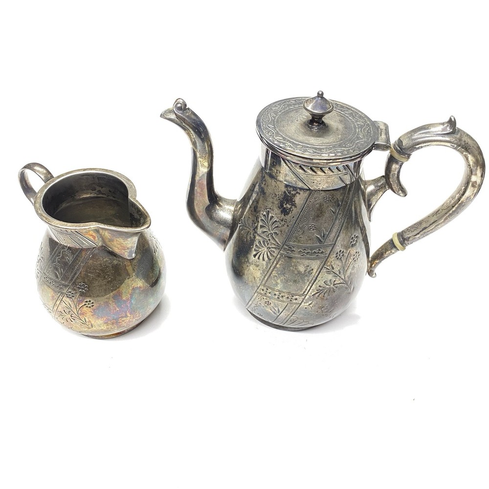 Antique Rogers Smith & Co New Haven CT 1845 4 Piece Silver Plate Coffee Tea Set