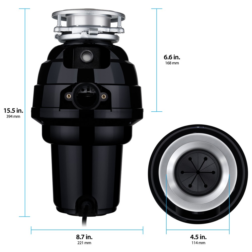 Eco Logic 1.25 HP Premium Kitchen Garbage Disposal with Plug, Continuous Feed