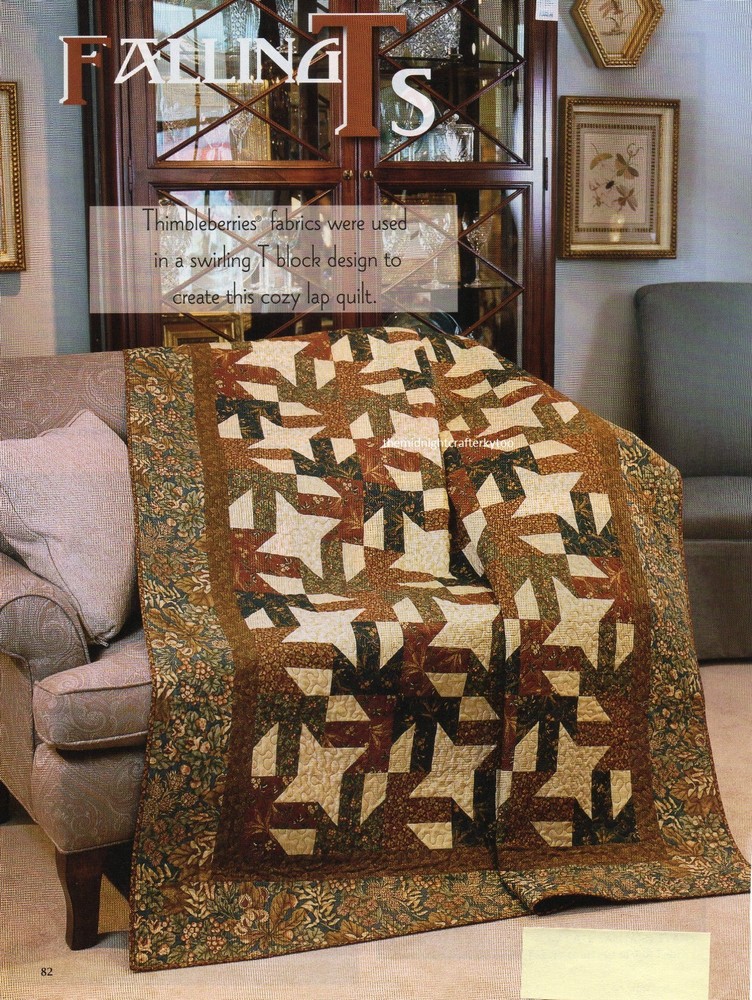 Falling T's Quilt Pattern Pieced CT